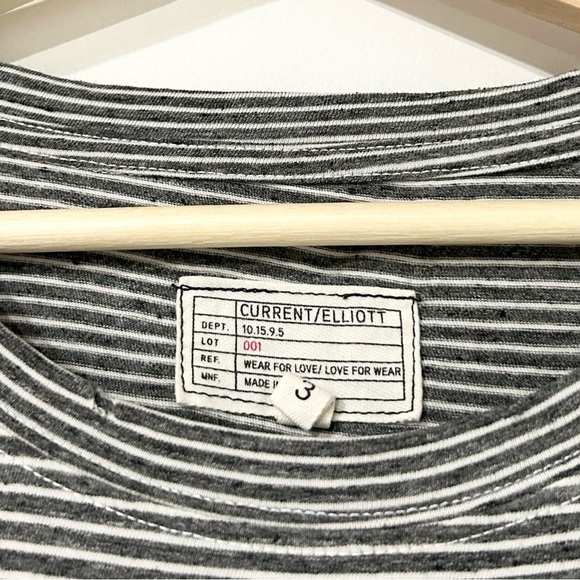 Current/Elliott The Beatnik Cotton Tee Dress in Racer Stripe Gray White L - Picture 6 of 7